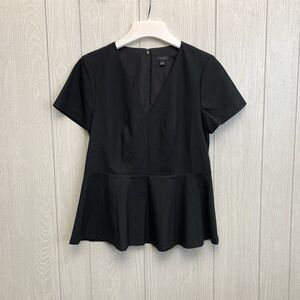 Ann Taylor Black V-Neck Short Sleeve Peplum Top Size 2